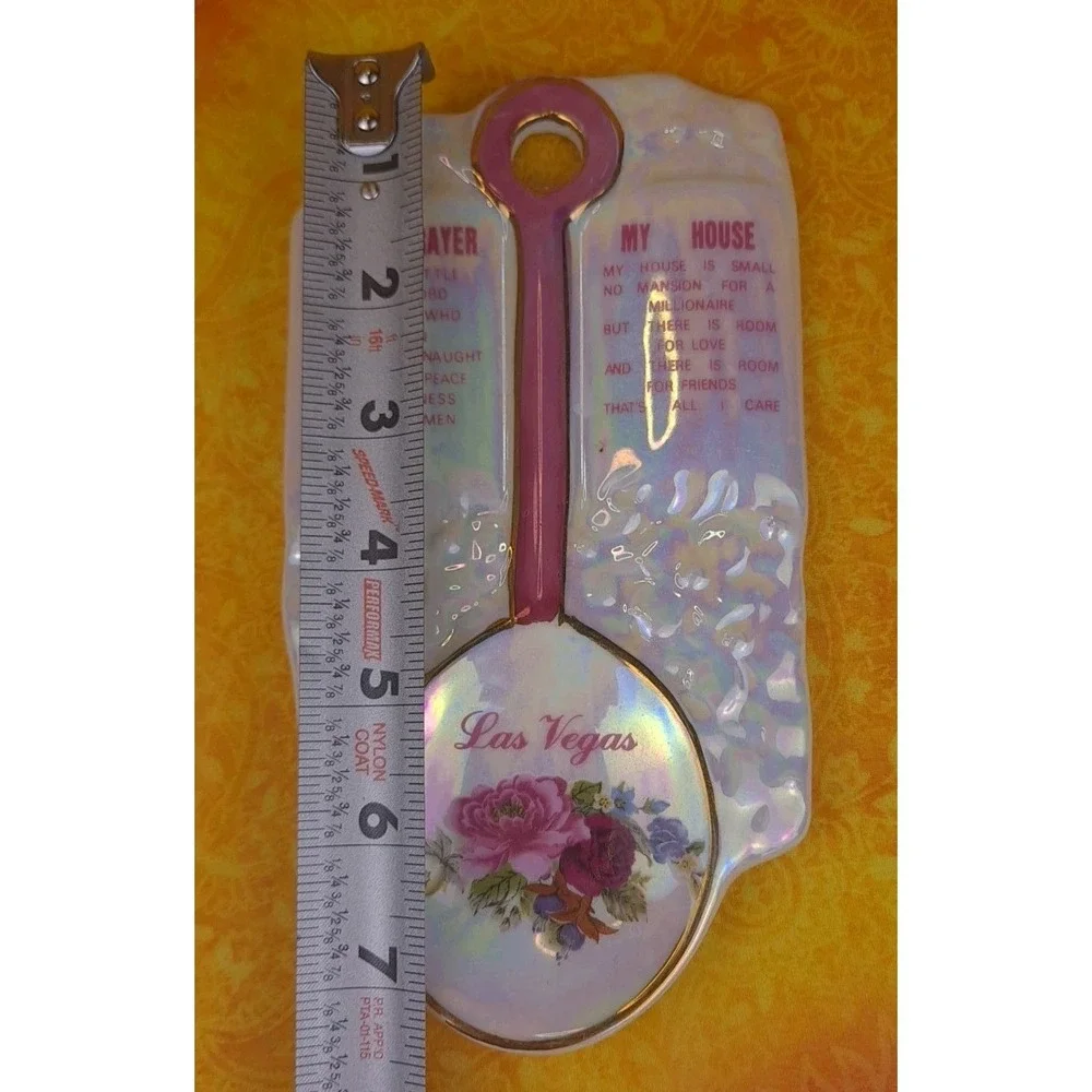 Vintage Ceramic Kitchen Prayer My House Poetry Floral Las Vegas Spoon‎ Rest